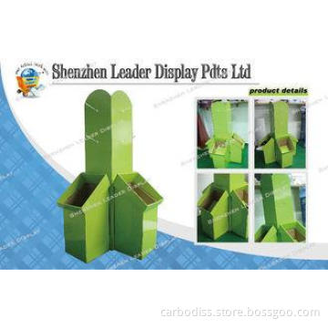 Green Four Sides Floor Cardboard Dump Bins Display For Groc